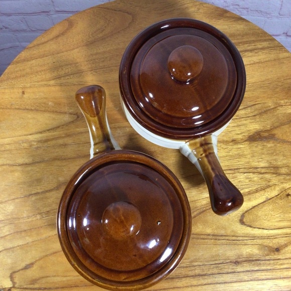 Vintage Soup Chowder Chili Ceramic Handled Crock - Set of 2 - Picture 5 of 7